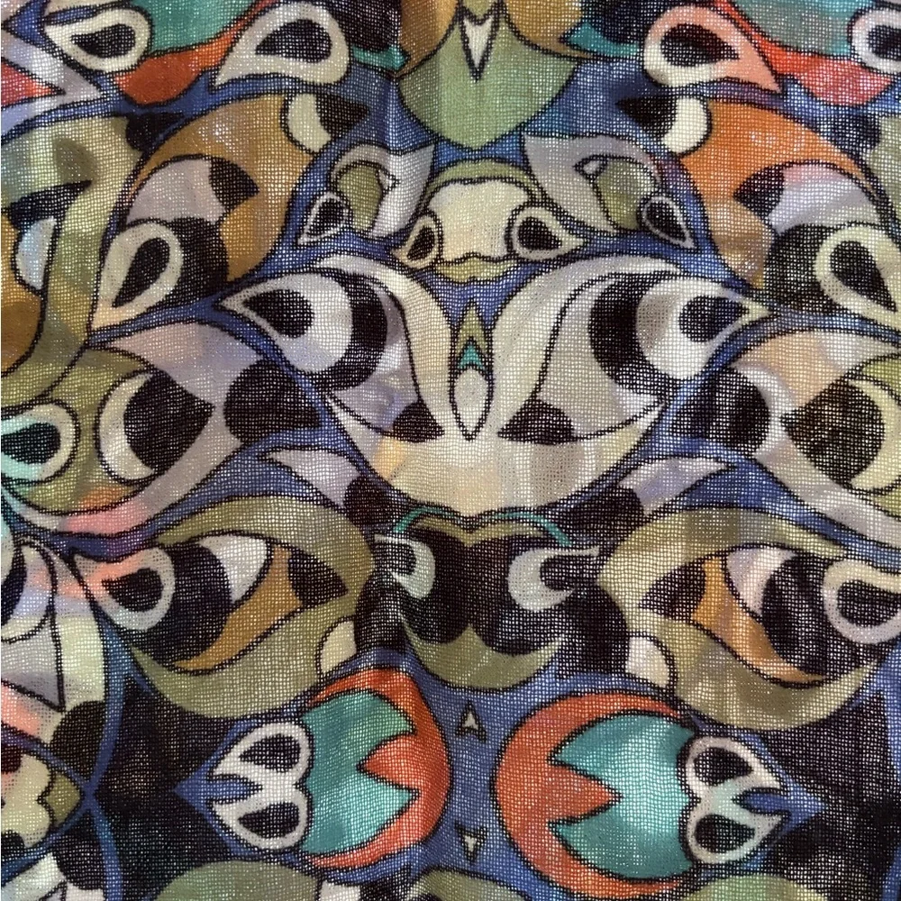100% Cashmere Multicolor Patterned Scarf - Picture 2 of 3